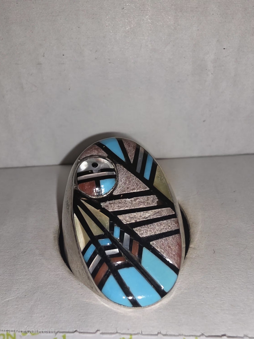 Turquoise Inlay Geometric Women’s Ring